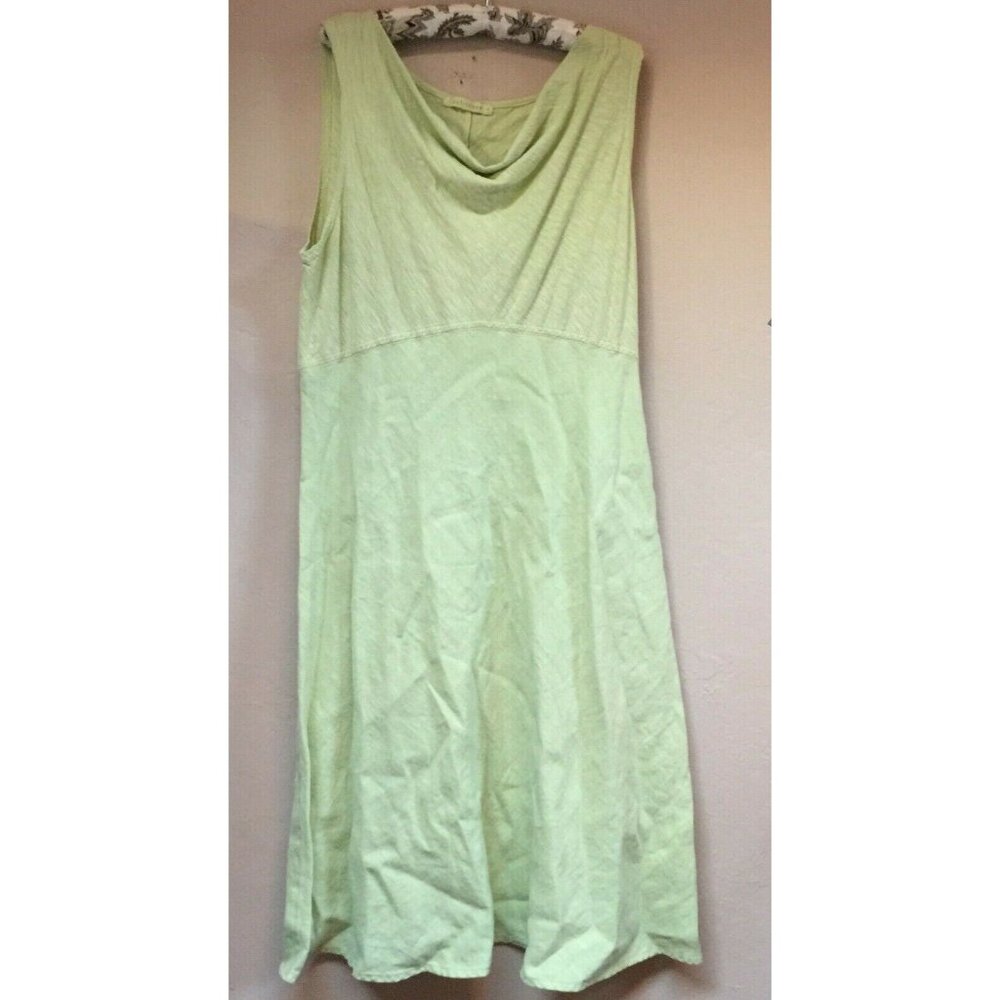 Cut Loose Womens Large Linen Drape Neck Casual A-Line Tank Dress Lime Pullover